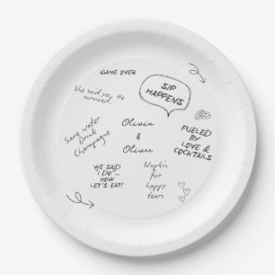 Assiettes En Carton Nom personnalisé, écriture de note d'amour drôle m