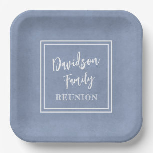 Assiettes En Carton Nom personnalisé Famille Événement Dusty Blue Pape