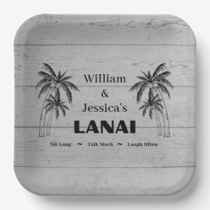 Assiettes En Carton Nom personnalisé Lanai Tropical Palm Trees personn