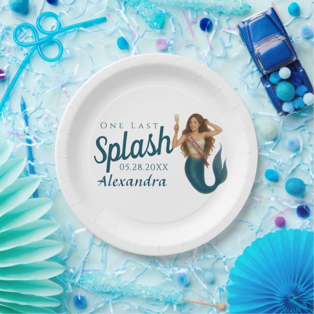 Assiettes En Carton Nom personnalisé Mermaid Bachelorette (Fête)