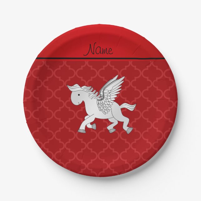 Assiettes En Carton Nom personnalisé pegasus rouge marocain (Devant)