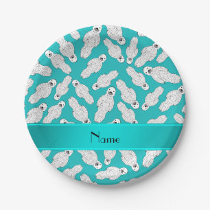Assiettes En Carton Nom personnalisé phoque tacheté turquoise