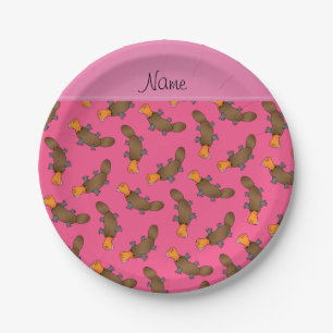 Assiettes En Carton Nom personnalisé pink platypus motif