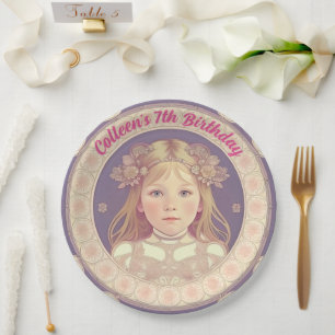 Assiettes En Carton Nom personnalisé & Plaques de papier rond d'annive