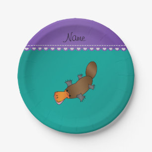 Assiettes En Carton Nom personnalisé platypus vert