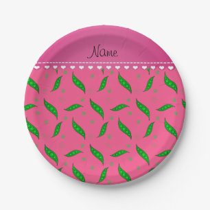 Assiettes En Carton Nom personnalisé poapodes vert rose