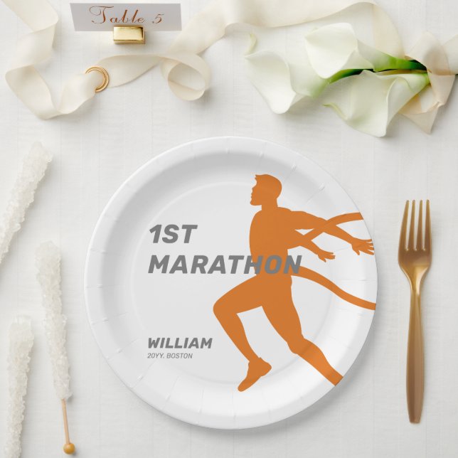 Assiettes En Carton Nom personnalisé Post Marathon Fête (Mariage)