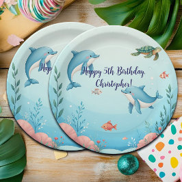 Assiettes En Carton Nom personnalisé sous la fête d'anniversaire de la