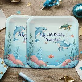 Assiettes En Carton Nom personnalisé sous la fête d'anniversaire de la