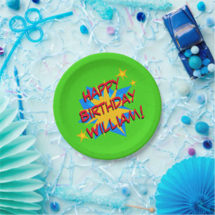 Assiettes En Carton Nom personnalisé Superhero Plaques de fête d'anniv