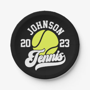 Assiettes En Carton NOM Personnalisé Tennis Lecteur Racket Ball Court