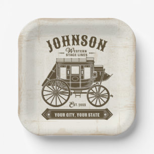 Assiettes En Carton NOM PERSONNALISÉ Vieux Western Stagecoach Carriage