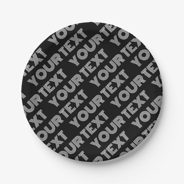 Assiettes En Carton Nom rétro-moderne gras ou Motif Word (Devant)