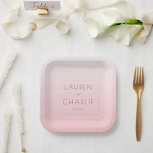 Assiettes En Carton Noms minimalistes roses sophistiqués