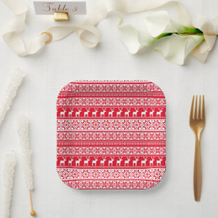 Assiettes En Carton Nordic Reindeer Ugly Christmas Sweat Party