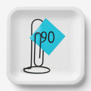 Assiettes En Carton Note de rappel 90e anniversaire sur un clip papier