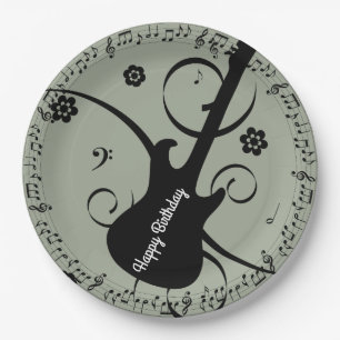 Assiettes En Carton Notes d'anniversaire joyeuses de musique noire Fle