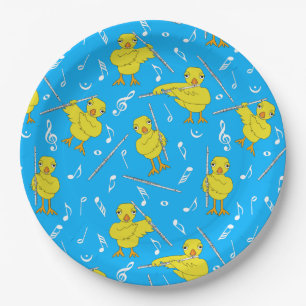 Assiettes En Carton Notes de musique Flute Chick
