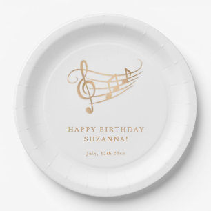 Assiettes En Carton Notes d'or élégantes Anniversaire