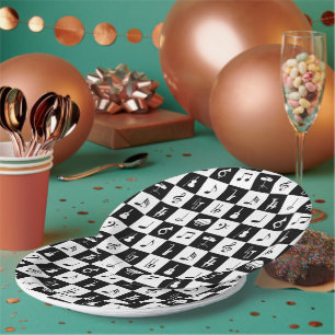Assiettes En Carton Notes élégantes et instruments de musique modern