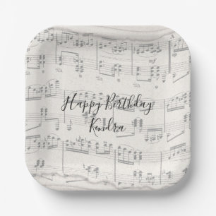 Assiettes En Carton Notes musicales élégantes avec plaquettes de pap