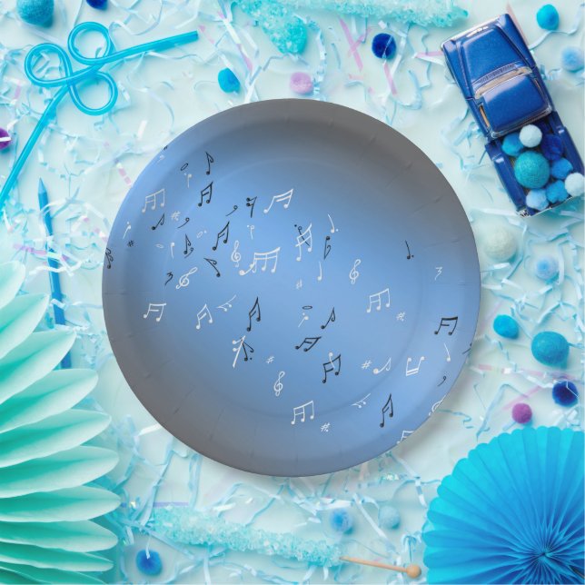 Assiettes En Carton Notes musicales Plaque Papier Lune Bleue (Fête)