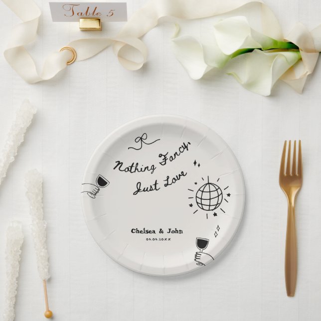 Assiettes En Carton Nothing Fancy Just Love French Handwritten Wedding (Mariage)