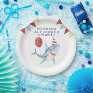 Assiettes En Carton Notre Baby Shark 1er Anniversaire Sous La Mer