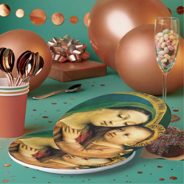 Assiettes En Carton Notre-Dame du bon conseil (Multi)