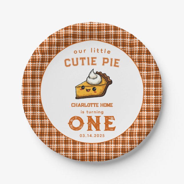 Assiettes En Carton Notre Little Cutie Pi Jour 1er Anniversaire (Devant)