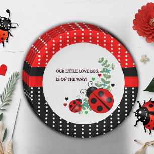 Assiettes En Carton Notre petit amour Bug rouge Baby shower noir