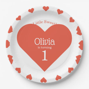 Assiettes En Carton Notre petit amour premier anniversaire Red Heart