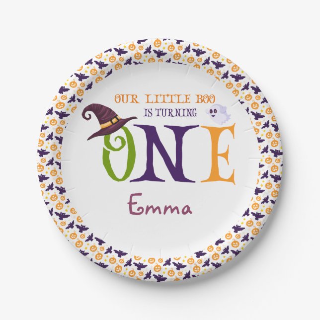 Assiettes En Carton Notre Petit Boo Turner Un, Halloween 1Er Anniversa (Devant)