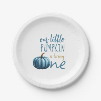 Assiettes En Carton Notre petit Citrouille bleu 1er anniversaire