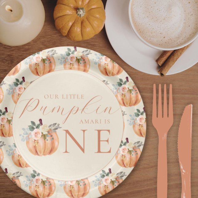 Assiettes En Carton Notre petit Citrouille est un 1er anniversaire (Créateur téléchargé)