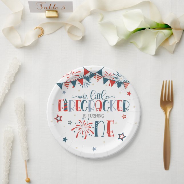 Assiettes En Carton Notre petit pétard 1er anniversaire (pas de fronti (Mariage)