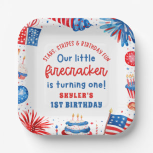 Assiettes En Carton Notre petit pétard 4 juillet 1er anniversaire