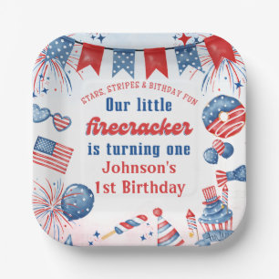 Assiettes En Carton Notre petit pétard 4 juillet 1er anniversaire