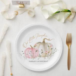 Assiettes En Carton Notre petite fille Citrouille 1er anniversaire