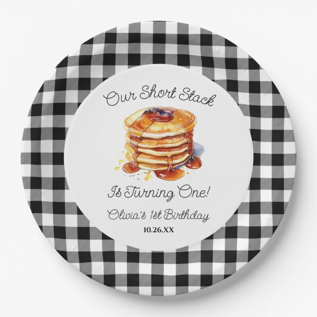 Assiettes En Carton Notre petite pile Pancakes Petit-déjeuner Annivers (Devant)