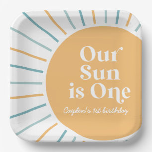 Assiettes En Carton Notre Soleil est un anniversaire Boho Sunshine
