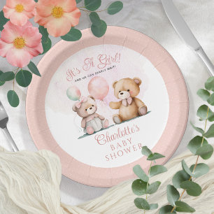 Assiettes En Carton Nounours C'est un Baby shower d'attente pour fille