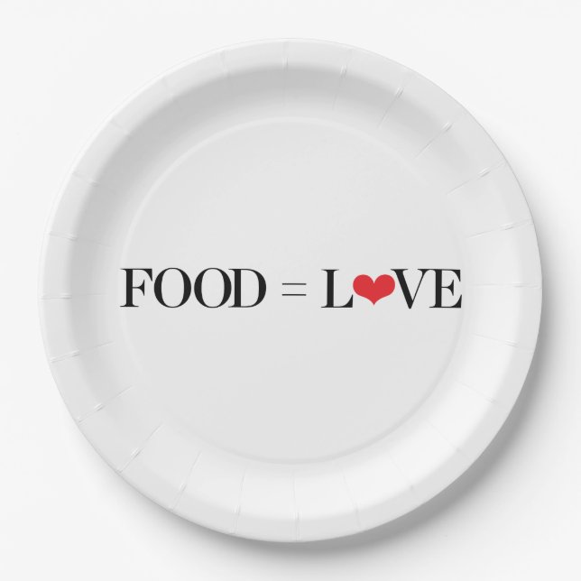 Assiettes En Carton Nourriture = amour (Devant)