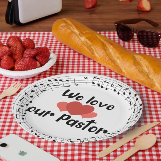 Assiettes En Carton Nous Aimons Notre Pasteur (Pique-nique)