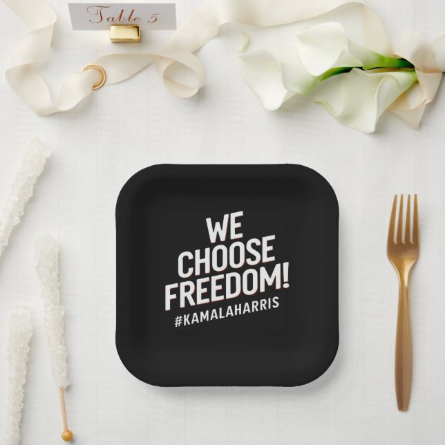 Assiettes En Carton Nous choisissons Freedom Kamala Harris 2024 (Mariage)