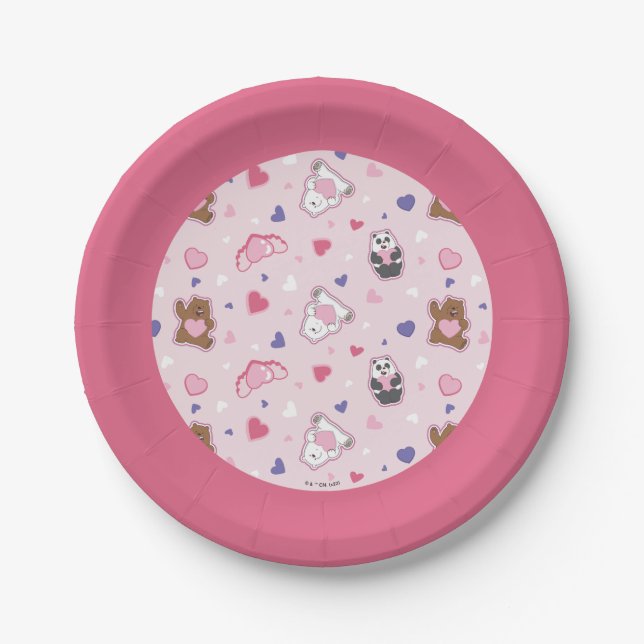 Assiettes En Carton Nous les ours nus - Valentine Hearts Motif (Devant)