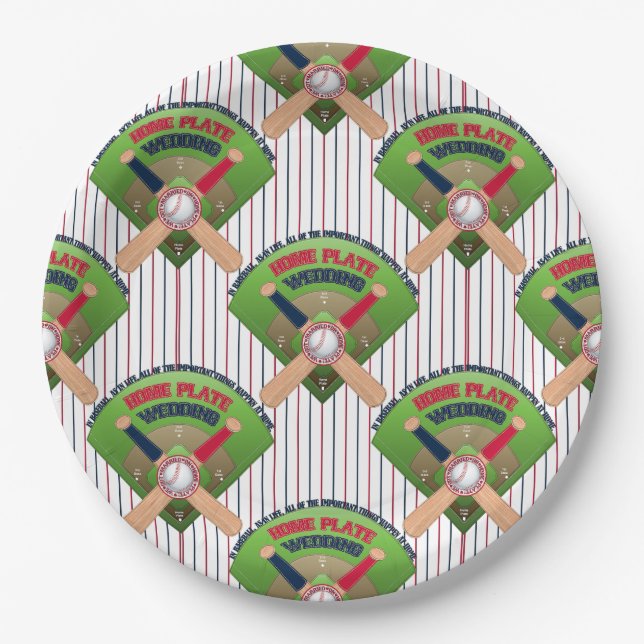 Assiettes En Carton Nous nous sommes mariés, Home Plate Baseball 4 PLA (Devant)