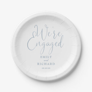 Assiettes En Carton Nous sommes Engaged Engagement Party Dusty Blue