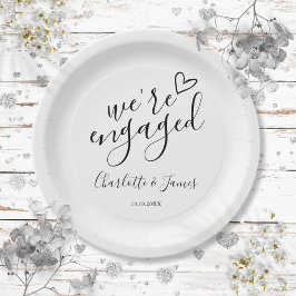 Assiettes En Carton Nous sommes Engaged Engagement Party Noir et Blanc