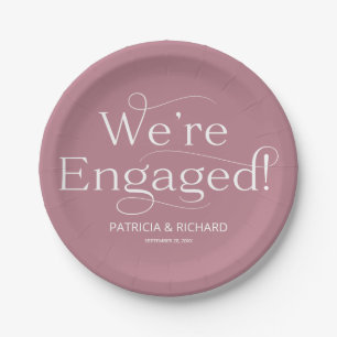 Assiettes En Carton Nous sommes engagés Engagement Party Dusty Pink